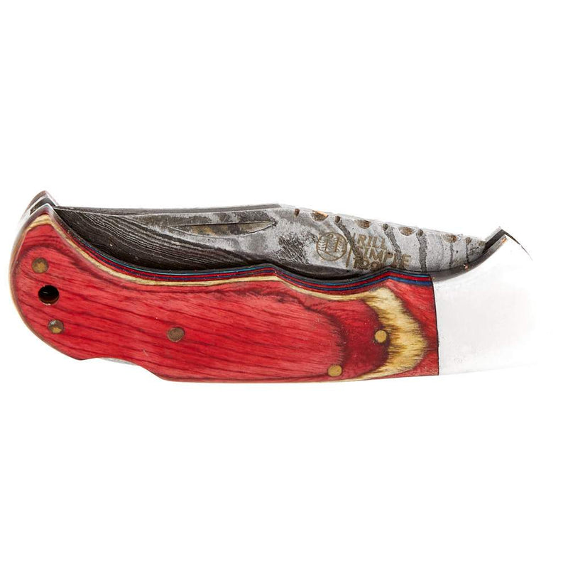 Rill Simple Tools, Llc Colorado Red Silver Damascus Knife w/Sheath 050