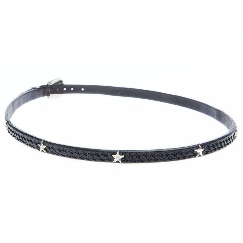 Vogt Silversmiths Hatband Black Basket with Sterling Star Conchos