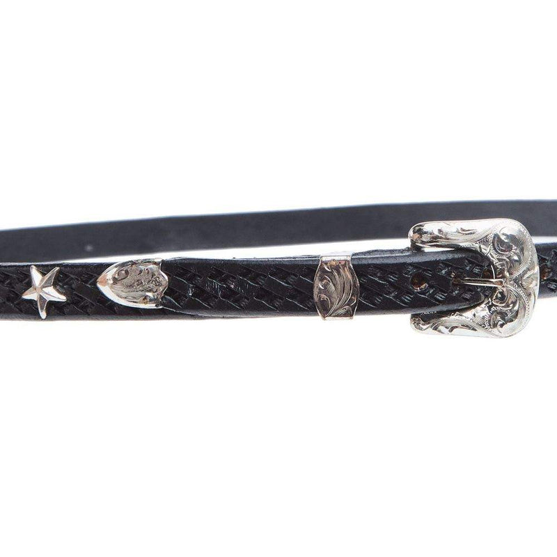 Vogt Silversmiths Hatband Black Basket with Sterling Star Conchos