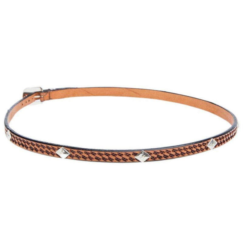 Vogt Silversmiths Hatband Russet Basket with Sterling Silver Diamond Conchos