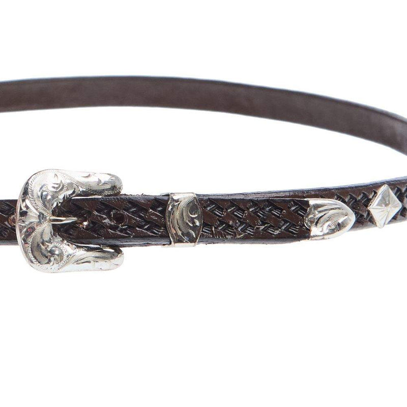 Vogt Silversmiths Hatband Chocolate Basket with Sterling Silver Diamond Conchos