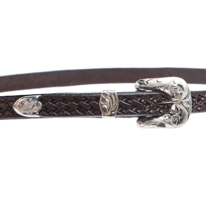 Vogt Silversmiths Hatband Chocolate Basket with Sterling Silver Star Conchos