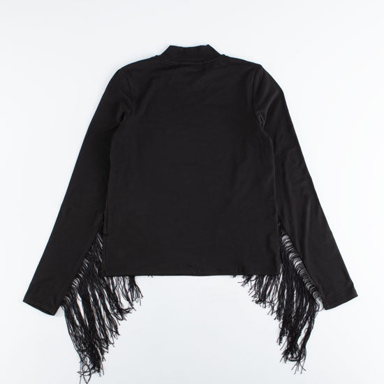 Rock & Roll Denim Fringe Black Top
