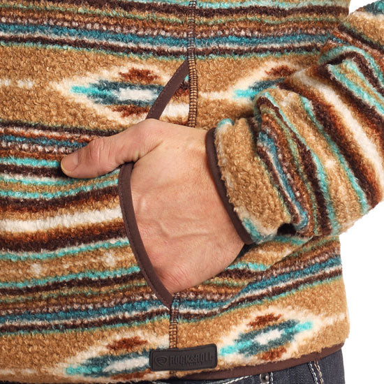 Rock & Roll Denim Tan Berber Striped Pullover