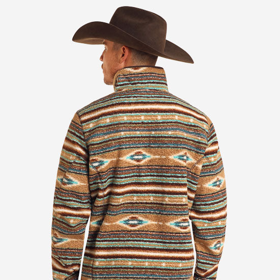 Rock & Roll Denim Tan Berber Striped Pullover