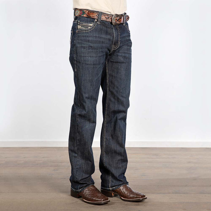 Rock & Roll Denim Double Barrel Straight Ladder Stitch Dark Wash Jeans