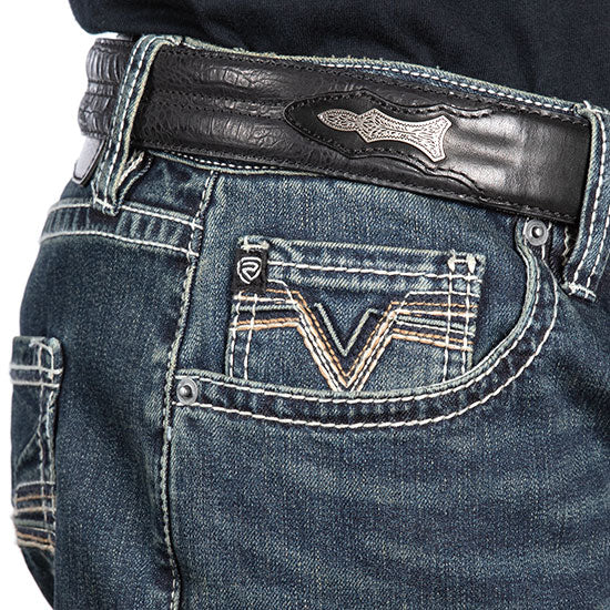 Rock & Roll Denim Pistol Straight Two Toned Dark Wash Jeans