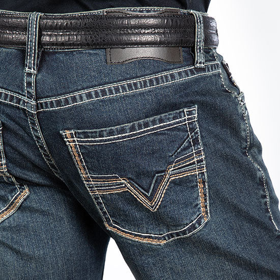 Rock & Roll Denim Pistol Straight Two Toned Dark Wash Jeans