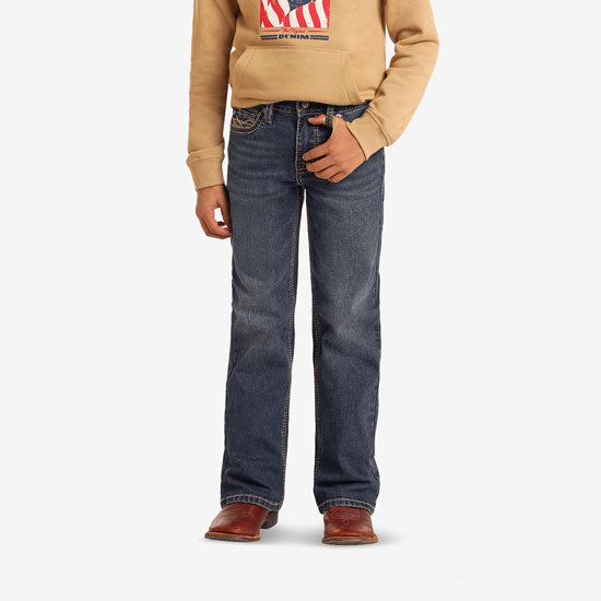 Rock & Roll Denim Boys' Double Barrel Dark Wash Bootcut Jeans