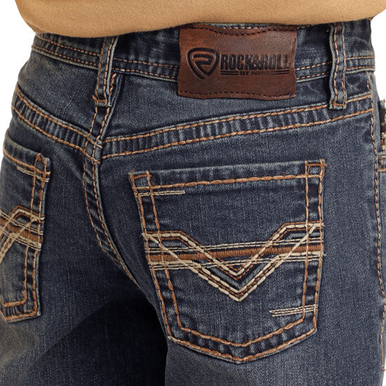 Rock & Roll Denim Boys' Double Barrel Dark Wash Bootcut Jeans