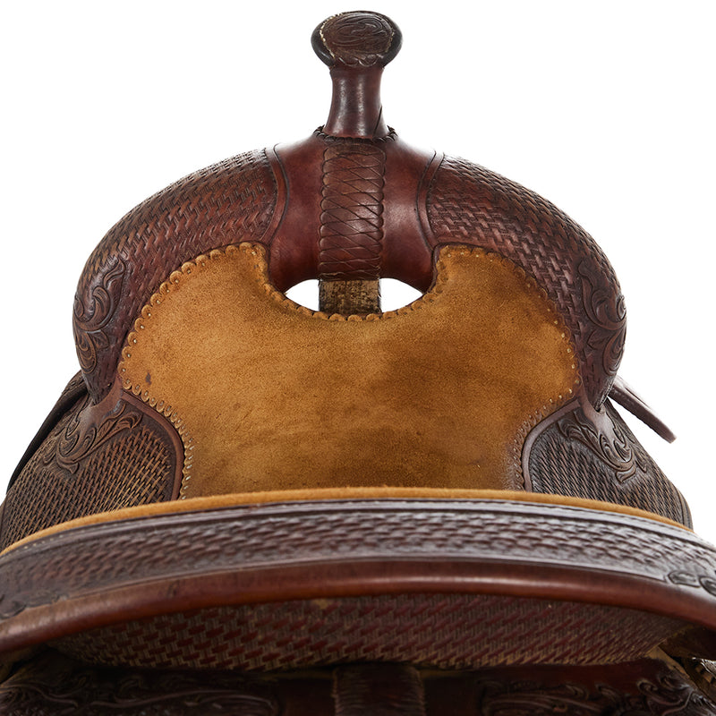 Hw Leather Used 15in Basket and Floral Combo Tooled Reining Saddle