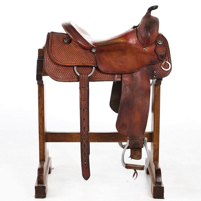 M.L. Leddys Used 15.5in Basket Stamped Reining Saddle