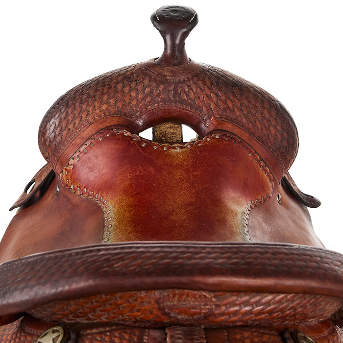M.L. Leddys Used 15.5in Basket Stamped Reining Saddle