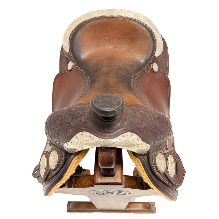 Cheany Used 16in 1/2 Breed Floral with Silver Reining Saddle