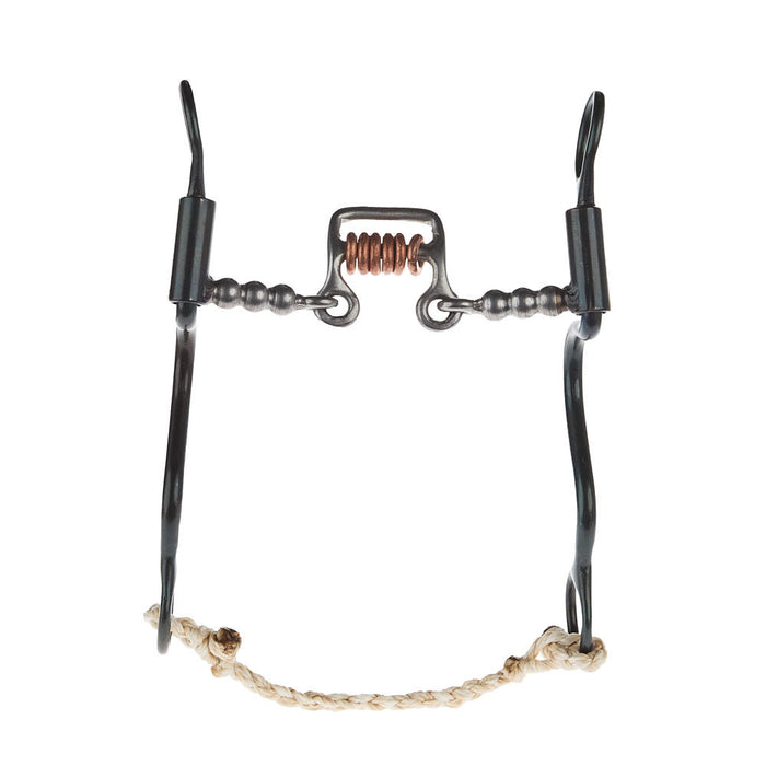 Dutton Bits 8in Cheek Smooth Square Port Copper Rings Bit with Solid Bead Mouth Piece