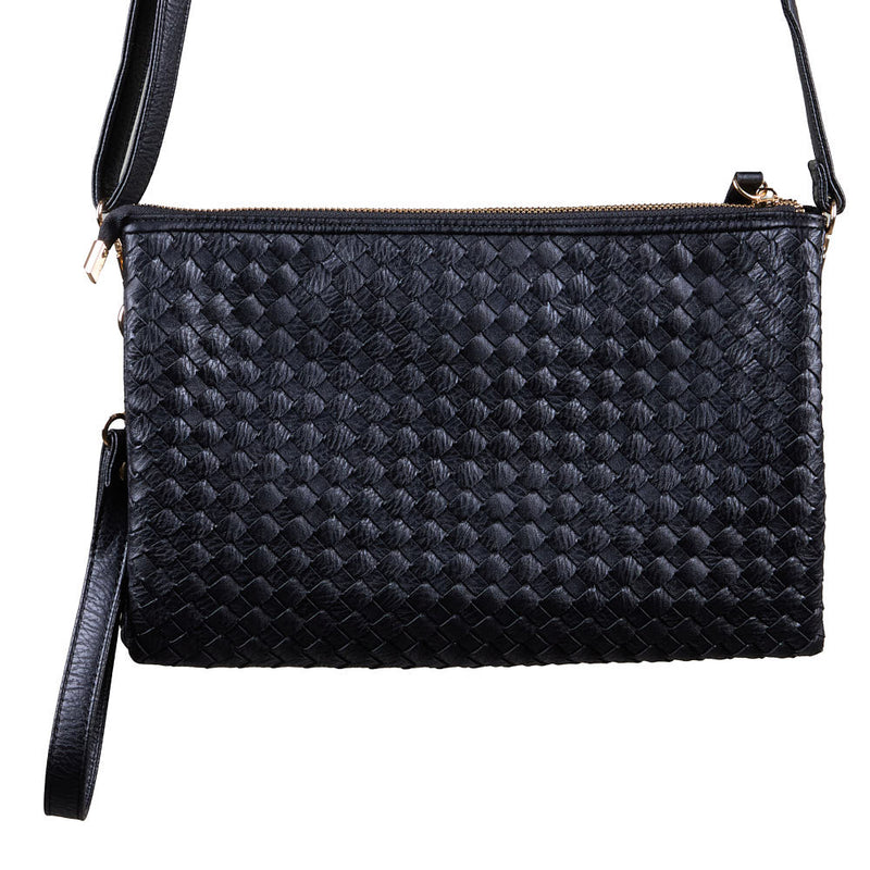 NRS Large Black Woven Clutch