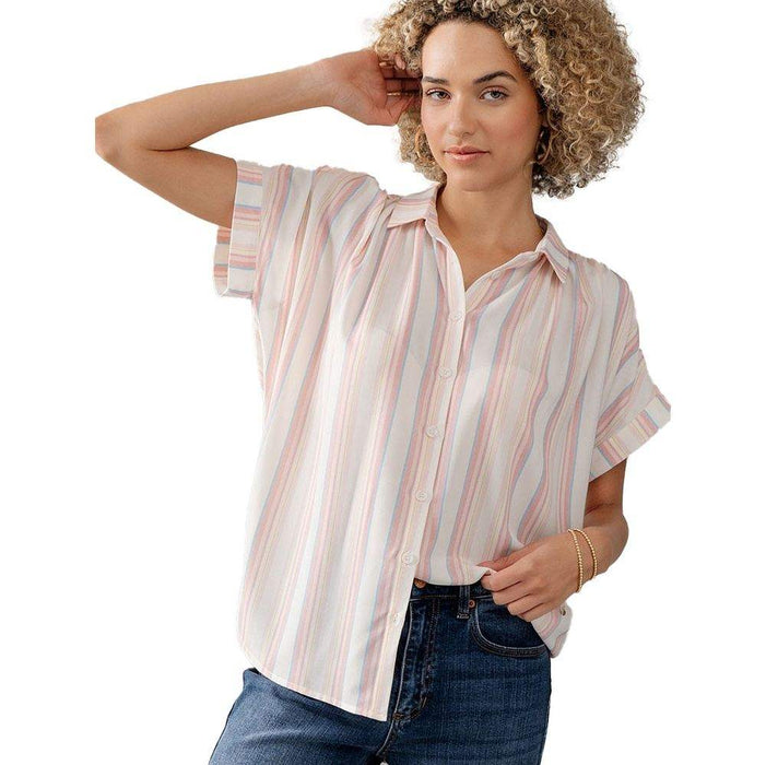 Trend:Notes Women's Ivory Multi Stripe Blouse
