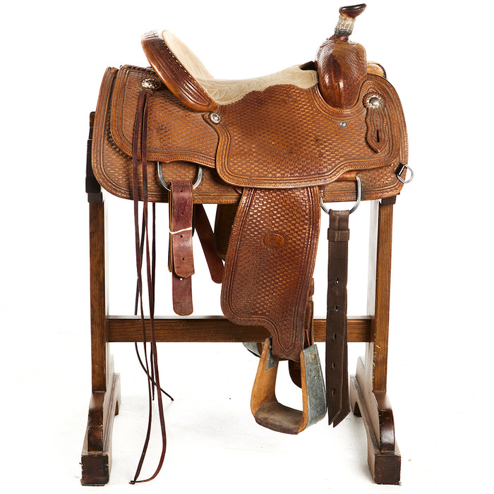 NRS Used 14in Full Tooled Basket Stamp Calf Roper