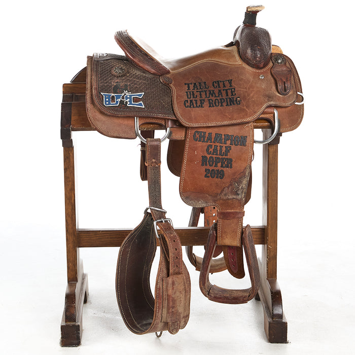 Scott Thomas Used 14in 1/2 Breed Trophy Calf Roping Saddle