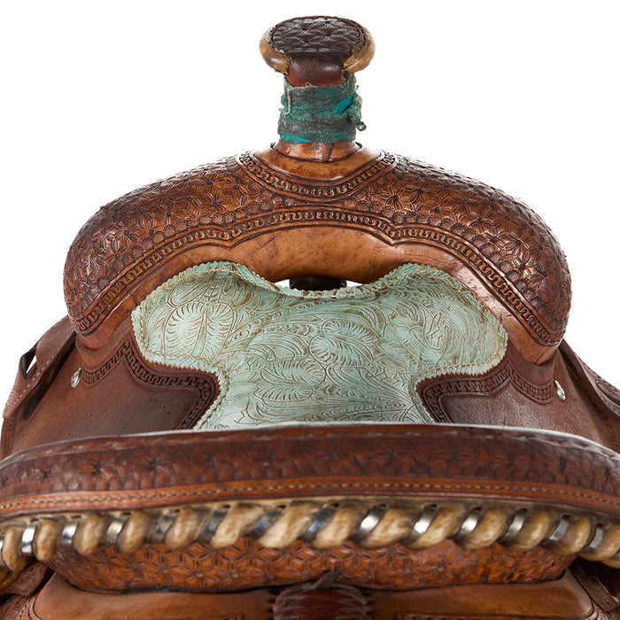 Circle Y Saddlery Used 13in Geometric Tooled Calf Saddle