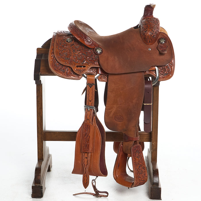 Nrs Competitor Series Used 14.5in 1/2 Breed Antique Floral Calf Roper