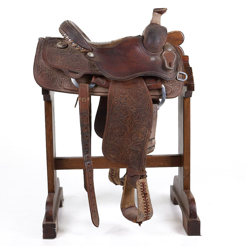 NRS Competitor Series Used 15in 3/4 Tooled Calf Roper with seat inlay