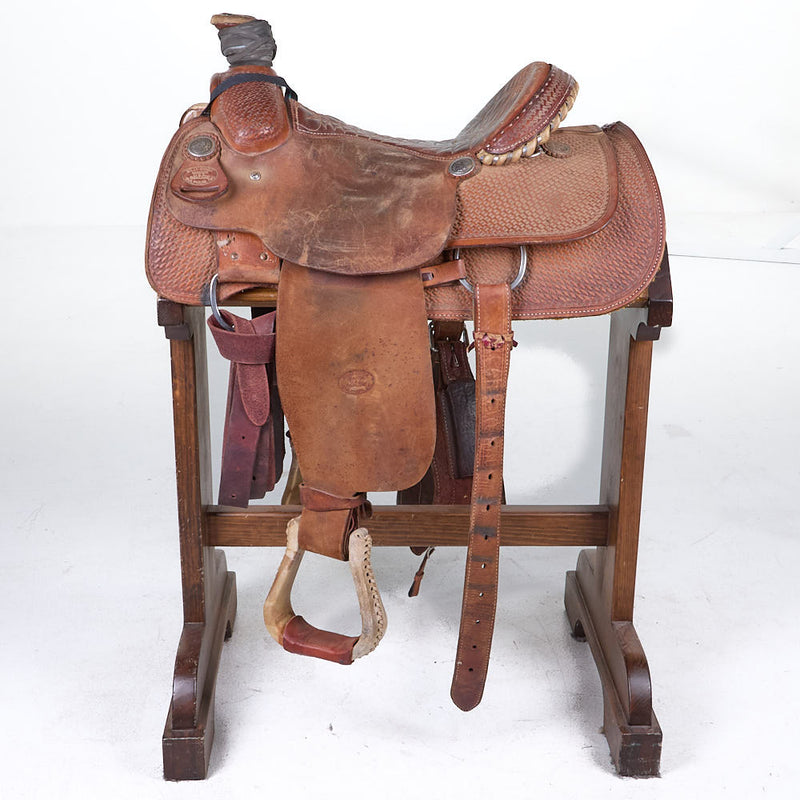 Billy Cook Used 14.5in 1/2 Breed Basket Stamped Calf Roper