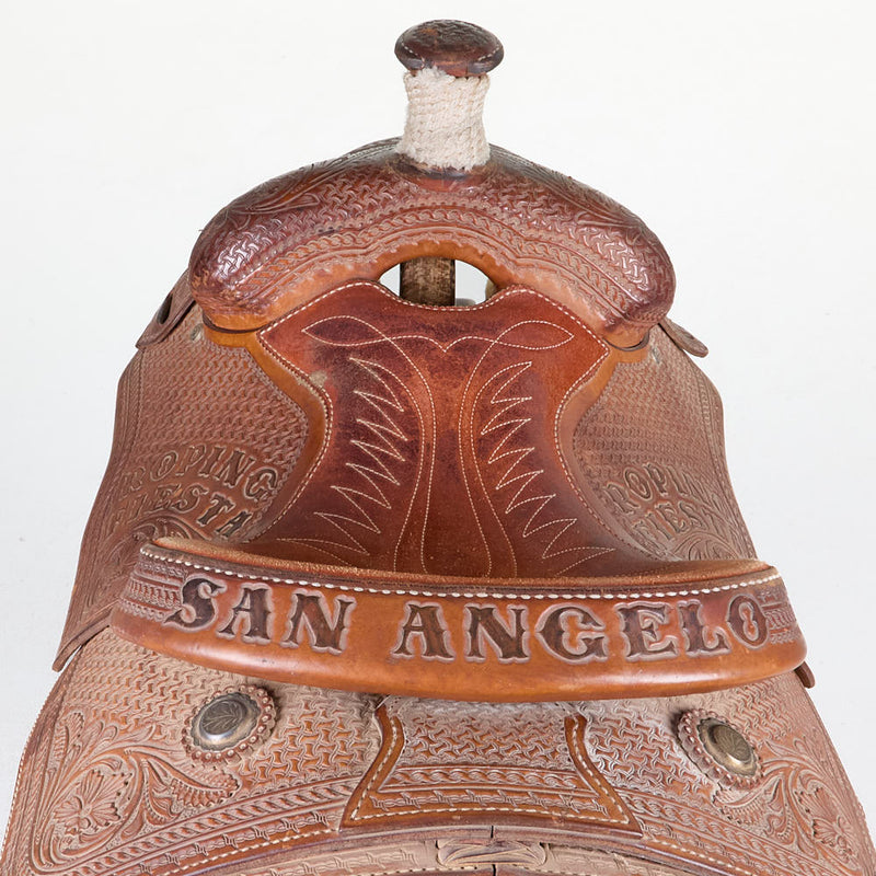 Coats Used 14.5in Full Tooled Coats Calf Roping Saddle