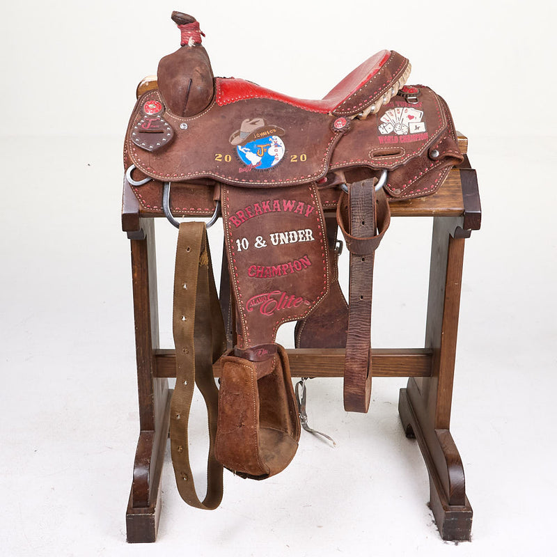 Alamo Saddlery Used 14in Roughout Elite Trophy Calf Roping Saddle