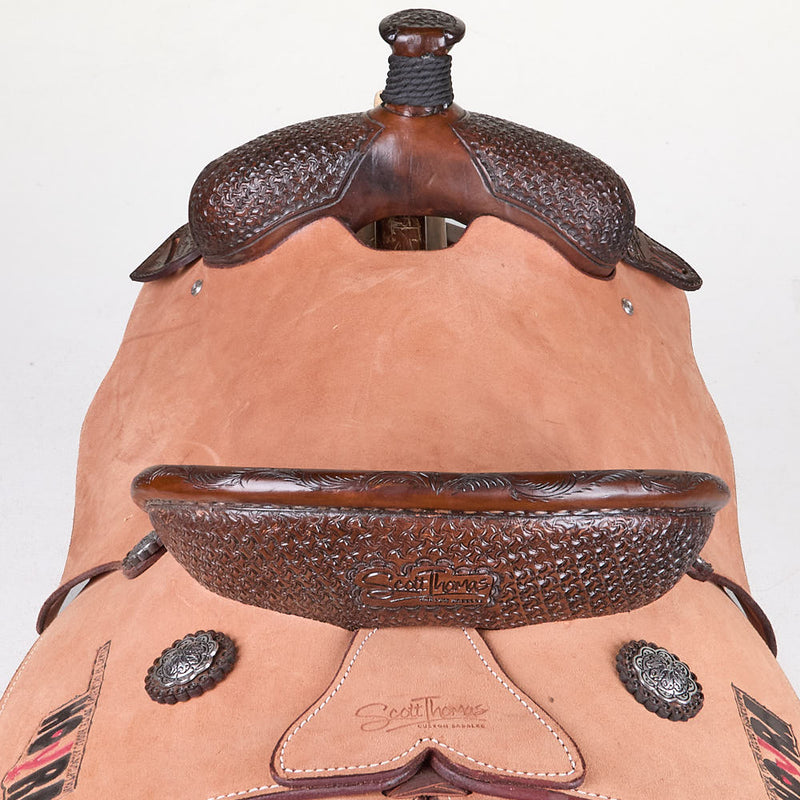 Scott Thomas Used 14.5 1/8 Breed Spider Thomas Trophy Calf Roping Saddle