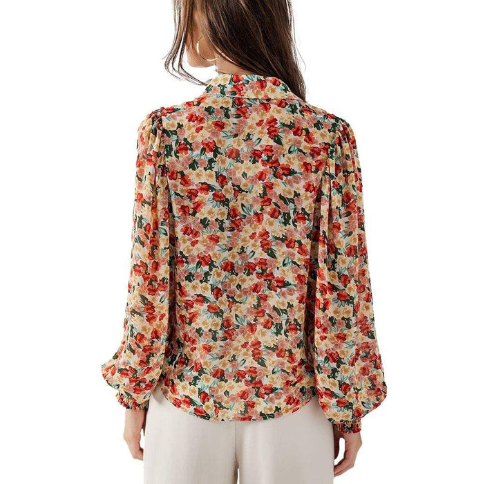 Trend:Notes Women's Green and Coral Floral Print Blouse