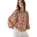 Trend:Notes Women's Green and Coral Floral Print Blouse