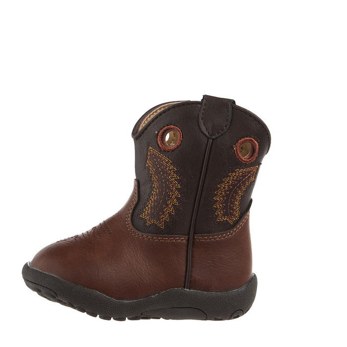 Roper Footwear Infant's Brown Faux Vamp Side Zipper Dark Brown Faux Top