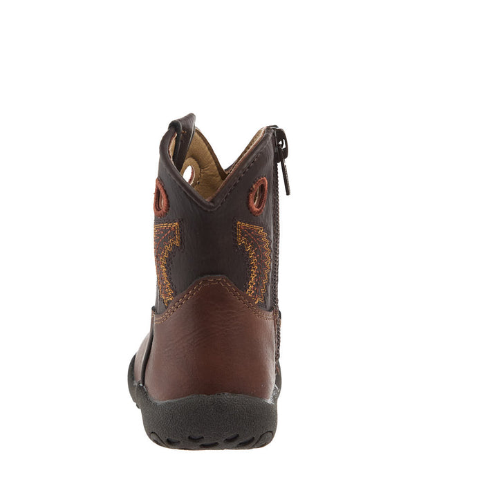 Roper Footwear Infant's Brown Faux Vamp Side Zipper Dark Brown Faux Top