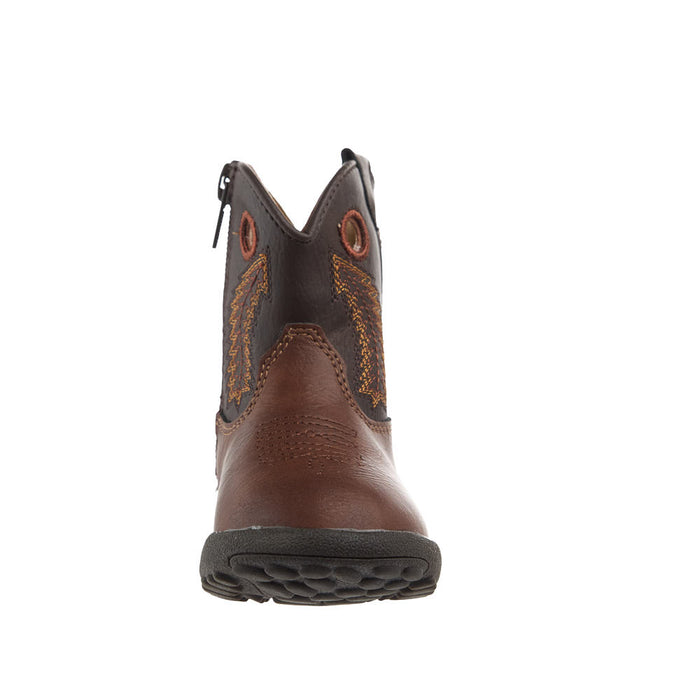 Roper Footwear Infant's Brown Faux Vamp Side Zipper Dark Brown Faux Top