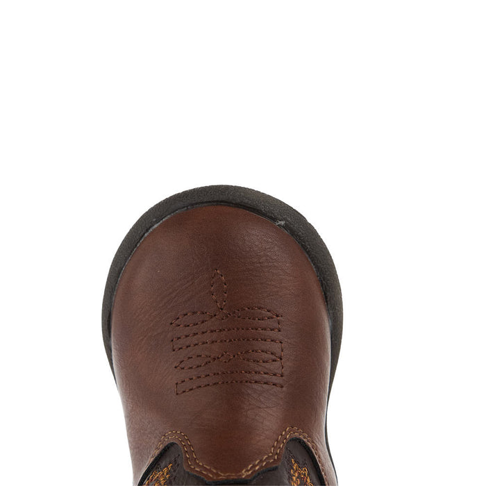 Roper Footwear Infant's Brown Faux Vamp Side Zipper Dark Brown Faux Top
