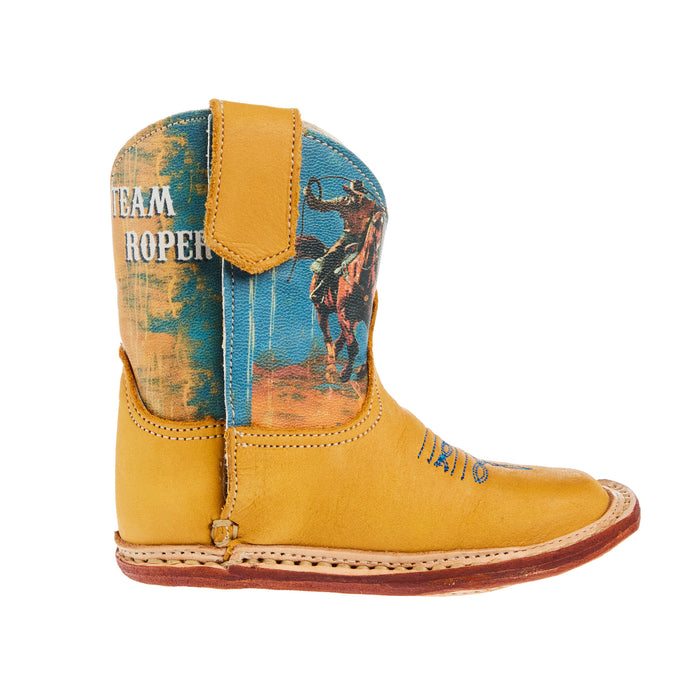 Roper Footwear Infant Cowbabies Team Roping Print Leather Boot