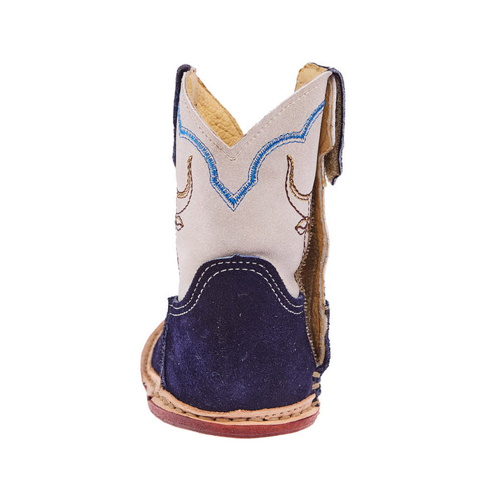 Roper Footwear Infant Cowbabies Steer Head Blue Suede Boot