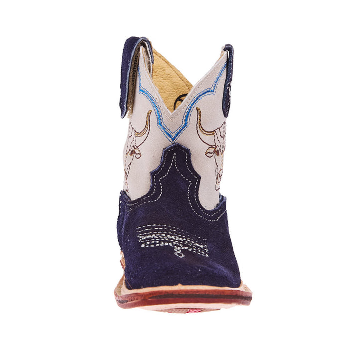 Roper Footwear Infant Cowbabies Steer Head Blue Suede Boot