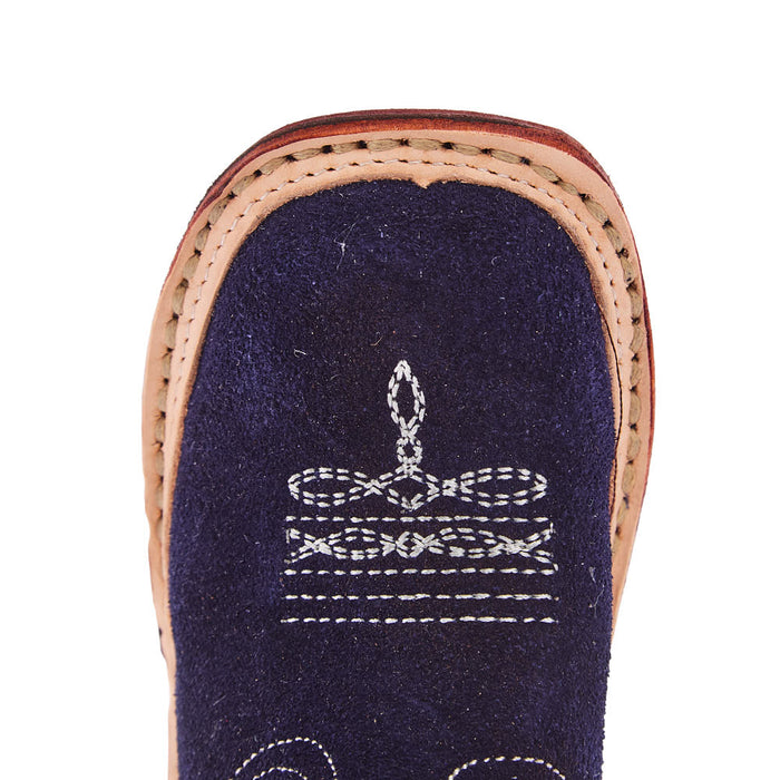 Roper Footwear Infant Cowbabies Steer Head Blue Suede Boot