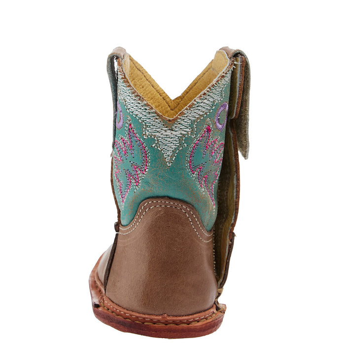 Roper Footwear Infant Karli Tan Square Toe with Turquoise Shaft Boot