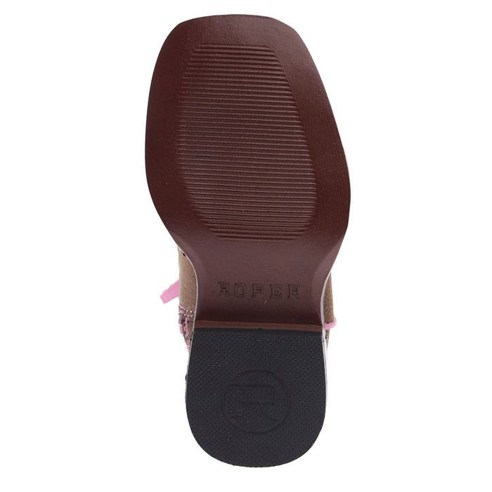 Roper Footwear Toddler's Gretchen Brown Square Toe with Pink Metallic Shaft Boot