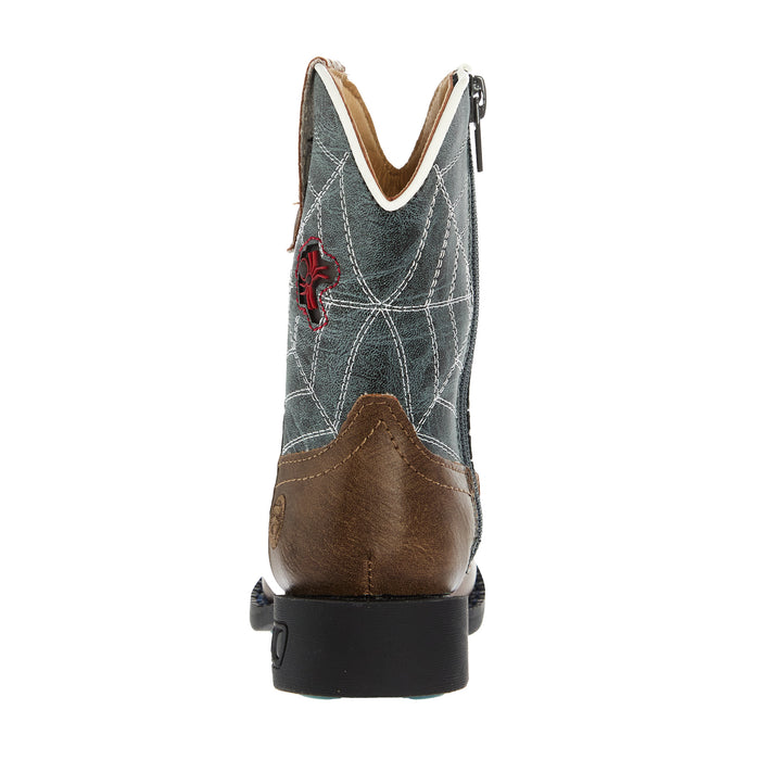 Roper Footwear Toddler Spidie Tan and Blue Light Up Cowboy Boot