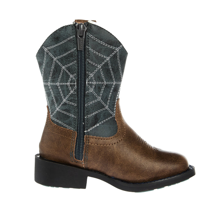 Roper Footwear Toddler Spidie Tan and Blue Light Up Cowboy Boot