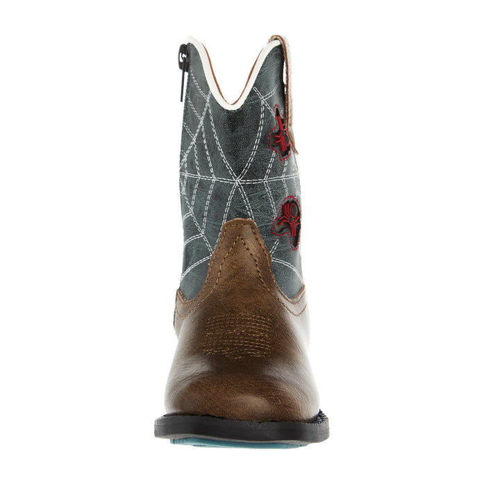 Roper Footwear Toddler Spidie Tan and Blue Light Up Cowboy Boot