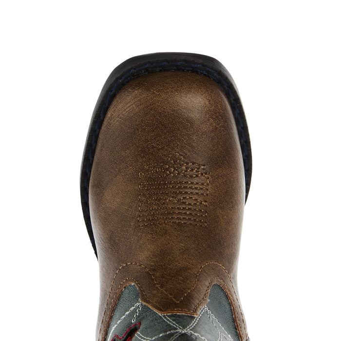 Roper Footwear Toddler Spidie Tan and Blue Light Up Cowboy Boot