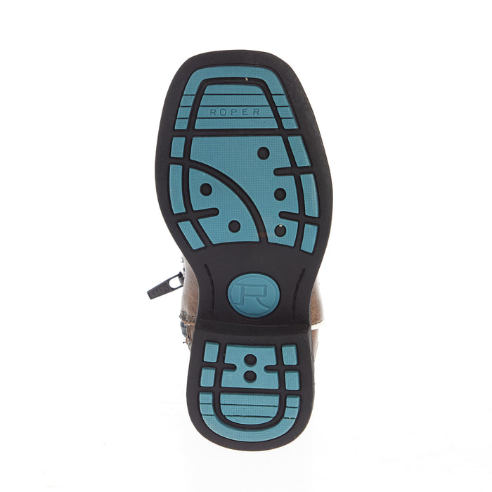 Roper Footwear Toddler Spidie Tan and Blue Light Up Cowboy Boot
