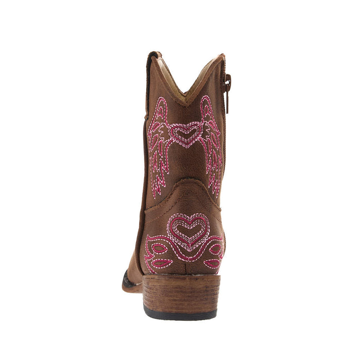 Roper Footwear Toddler's Brown Faux Vamp 6in Embroidered Wings and Harts Top