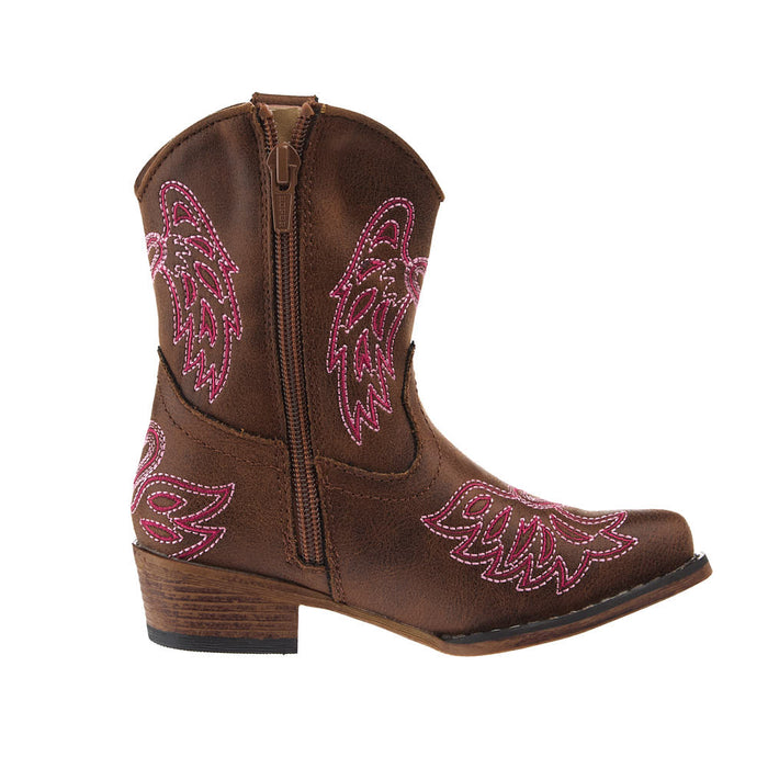 Roper Footwear Toddler's Brown Faux Vamp 6in Embroidered Wings and Harts Top
