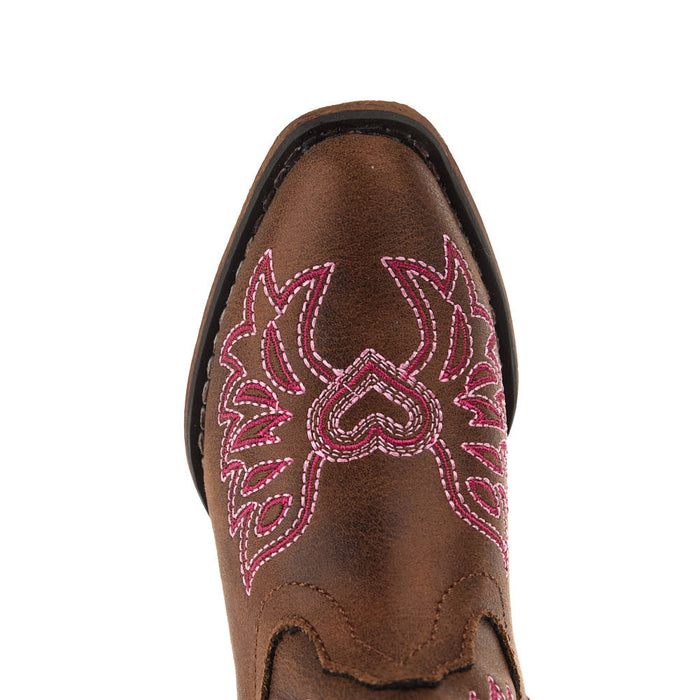 Roper Footwear Toddler's Brown Faux Vamp 6in Embroidered Wings and Harts Top